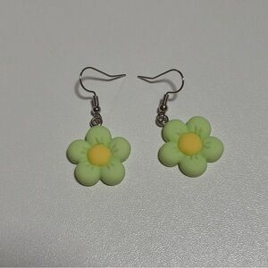 Floral Green and Yellow Earrings